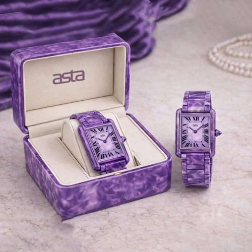 asta-Women Acetate Japan Quartz Watch Violet Obsidian Phantom 0304-Acetate Strap