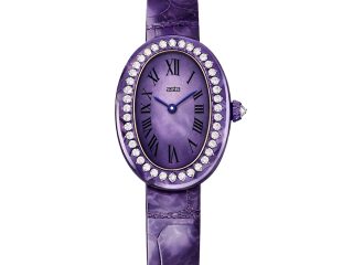 asta-Women Acetate Japan Quartz Watch Amethyst Phantom Swirl 0403- Purple Leather Strap