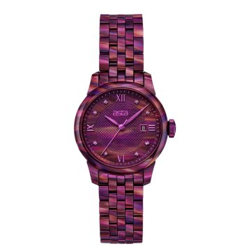asta-Women Acetate Japan Quartz Watch Amethyst Sunset Swirl 7101-Acetate Strap