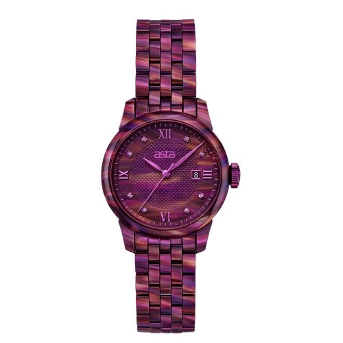 asta-Women Acetate Japan Quartz Watch Amethyst Sunset Swirl 7101-Acetate Strap