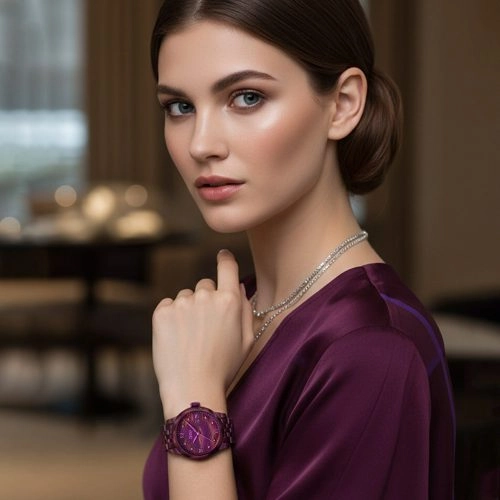 asta-Women Acetate Japan Quartz Watch Amethyst Sunset Swirl 7101-Acetate Strap