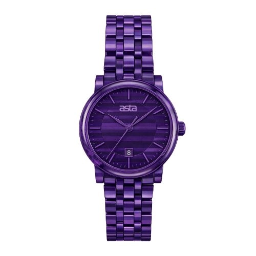asta-Damen-Quarzuhr aus Japan mit Acetatarmband, Amethyst Strata Phantom 7301 – Acetatarmband