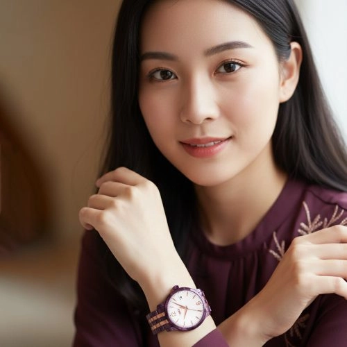 asta-Women Acetate Japan Quartz Watch Sparkling Purple Crystal Gold 7401-Acetate Strap