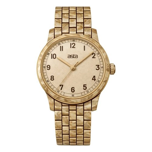 asta-Women Acetate Japan Quartz Watch Golden Amber Swirl 7501-Acetate Strap