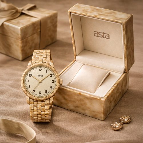 asta-Women Acetate Japan Quartz Watch Golden Amber Swirl 7501-Acetate Strap