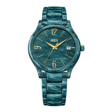 asta-Women Acetate Japan Quartz Watch Malachite Flow Essence 7601-Acetate Strap