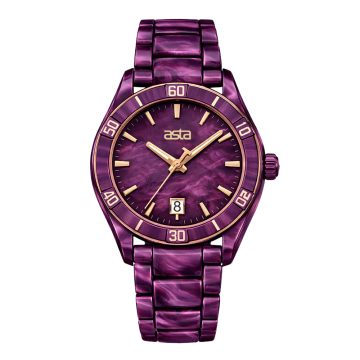 asta-Women Acetate Japan Quartz Watch Purple Obsidian Phantom 7701-Acetate Strap