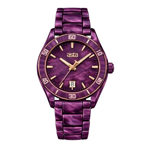 asta-Women Acetate Japan Quartz Watch Purple Obsidian Phantom 7701-Acetate Strap