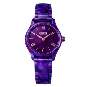 asta-Women Acetate Japan Quartz Watch Purple Neon Phantom 7801-Acetate Strap