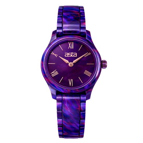 asta-Women Acetate Japan Quartz Watch Purple Neon Phantom 7801-Acetate Strap