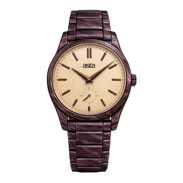 asta-Women Acetate Japan Quartz Watch Walnut Stream Essence 8001-Acetate Strap