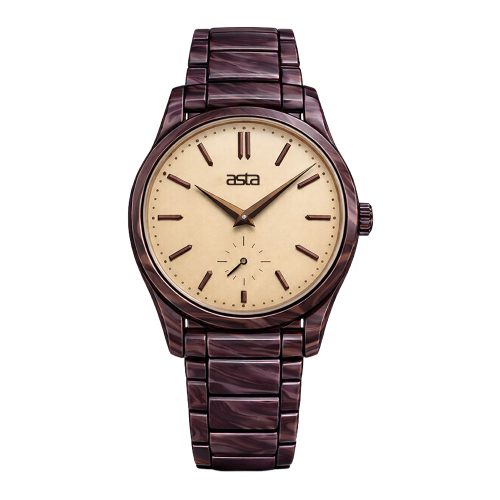 asta-Women Acetate Japan Quartz Watch Walnut Stream Essence 8001-Acetate Strap