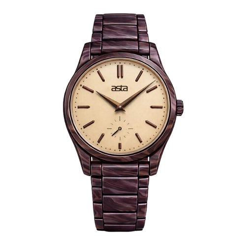 asta-Women Acetate Japan Quartz Watch Walnut Stream Essence 8001-Acetate Strap
