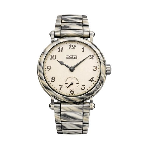 asta-Damenuhr aus Acetat mit japanischem Quarzwerk, „Snowy Strata Marble“, 8101 – Acetat-Armband