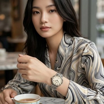 asta-Women Acetate Japan Quartz Watch Snowy Strata Marble 8101-Acetate Strap
