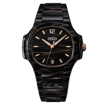 asta-Women Acetate Japan Quartz Watch Obsidian Shadow Phantom 8401-Acetate Strap