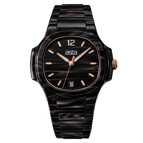 asta-Women Acetate Japan Quartz Watch Obsidian Shadow Phantom 8401-Acetate Strap