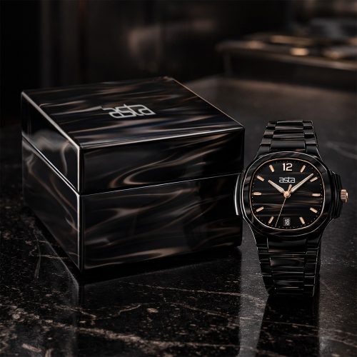 asta-Women Acetate Japan Quartz Watch Obsidian Shadow Phantom 8401-Acetate Strap