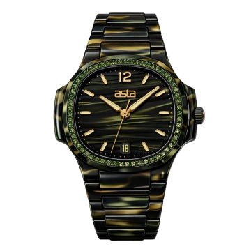 asta-Women Acetate Japan Quartz Watch Jungle Shadow Phantom 8501-Acetate Strap