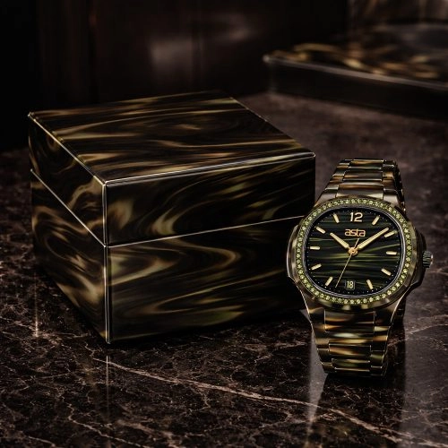 asta-Women Acetate Japan Quartz Watch Jungle Shadow Phantom 8501-Acetate Strap