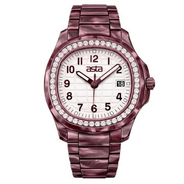asta-Women Acetate Japan Quartz Watch Burgundy Wine Phantom 8601-Acetate Strap