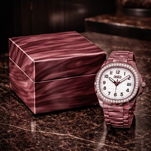 asta-Women Acetate Japan Quartz Watch Burgundy Wine Phantom 8601-Acetate Strap