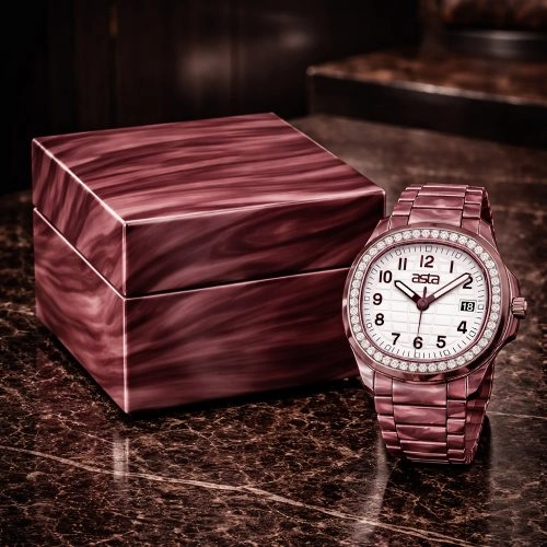 asta-Women Acetate Japan Quartz Watch Burgundy Wine Phantom 8601-Acetate Strap
