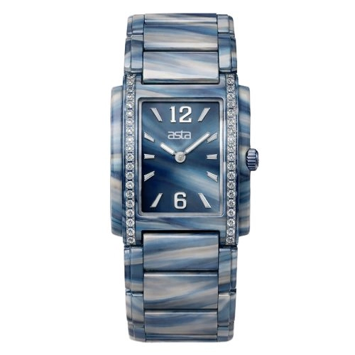 Reloj de cuarzo japonés para mujer de Asta con correa de acetato, modelo «Nebula Stream Swirl» 8801-Acetate Strap