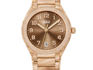 asta-Women Acetate Japan Quartz Watch Latte Cloud Swirl 8901-Acetate Strap