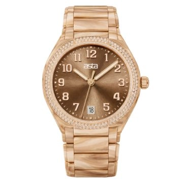 asta-Women Acetate Japan Quartz Watch Latte Cloud Swirl 8901-Acetate Strap