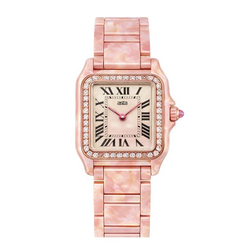 asta-Women Acetate Japan Quartz Watch Rose Quartz Essence 9003-Acetate Strap