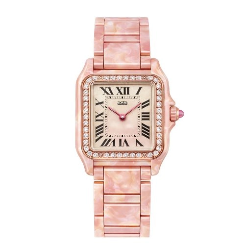 asta-Women Acetate Japan Quartz Watch Rose Quartz Essence 9003-Acetate Strap