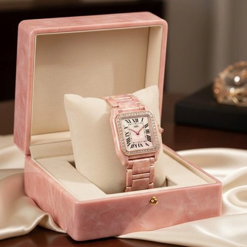 asta-Women Acetate Japan Quartz Watch Rose Quartz Essence 9003-Acetate Strap