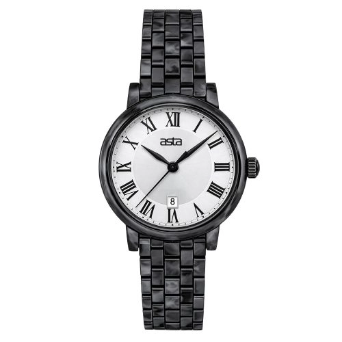 asta-Kadınlar İçin Asetat Japon Kuvars Saat Obsidian Shadow Swirl 9201-Asetat Kayış