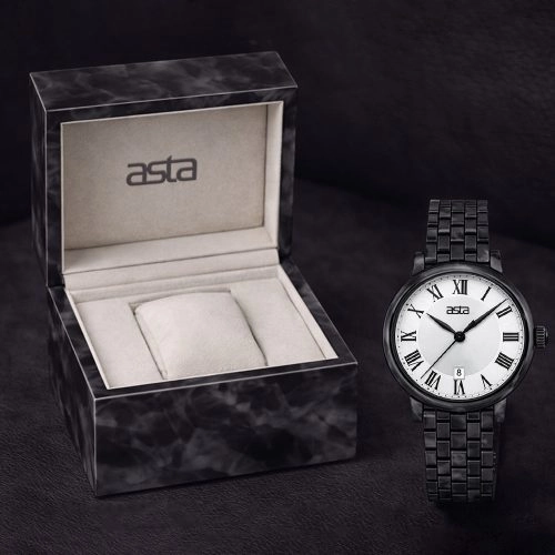 asta-Kadınlar İçin Asetat Japon Kuvars Saat Obsidian Shadow Swirl 9201-Asetat Kayış