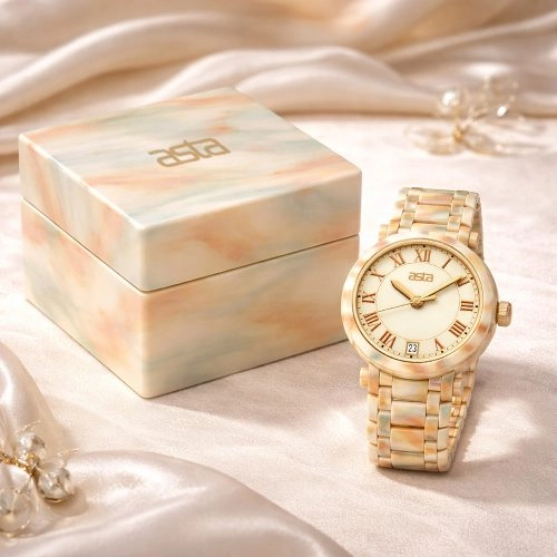 asta-Women Acetate Japan Quartz Watch Rainbow Amber Essence 9501-Acetate Strap