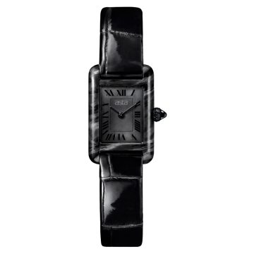 asta-Women Acetate Japan Quartz Watch Obsidian Shadow Phantom 9701-Black Leather Strap