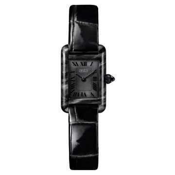 asta-Women Acetate Japan Quartz Watch Obsidian Shadow Phantom 9701-Black Leather Strap