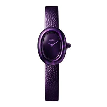 asta-Women Acetate Japan Quartz Watch Midnight Wisteria Drift 9801-Purple Leather Strap