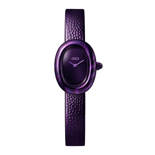 asta-Women Acetate Japan Quartz Watch Midnight Wisteria Drift 9801-Purple Leather Strap