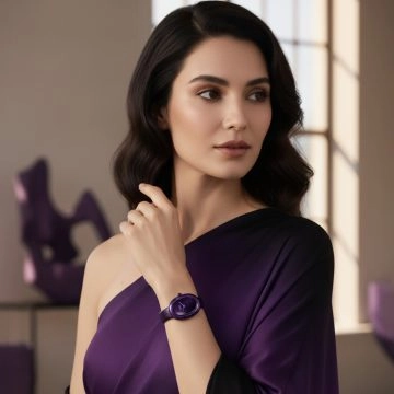 asta-Women Acetate Japan Quartz Watch Midnight Wisteria Drift 9801-Purple Leather Strap