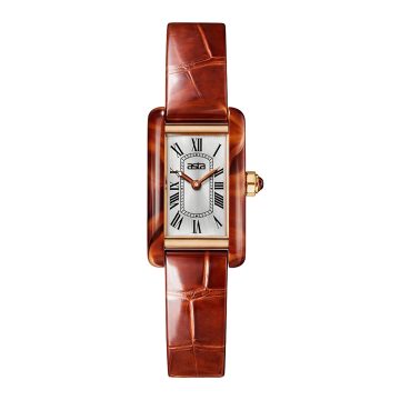 asta-Women Acetate Japan Quartz Watch Honey Agate Essence 9901-Brown Leather Strap