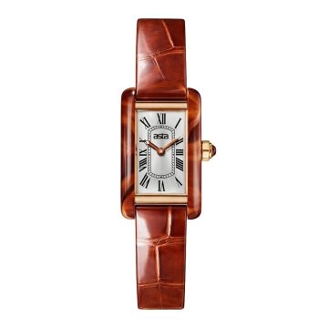 asta-Damenuhr aus Acetat, japanisches Quarzwerk, „Honey Agate Essence“ 9901 – braunes Lederarmband