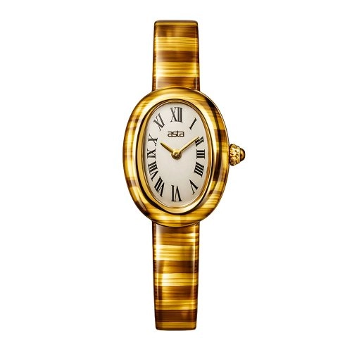 asta-Women Acetate Japan Quartz Watch Golden Tiger Eye Phantom 10001-Acetate Strap