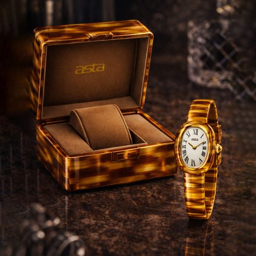 asta-Women Acetate Japan Quartz Watch Golden Tiger Eye Phantom 10001-Acetate Strap