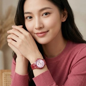 asta-Women Acetate Japan Quartz Watch Crimson Shadow Phantom 10501-Acetate Strap