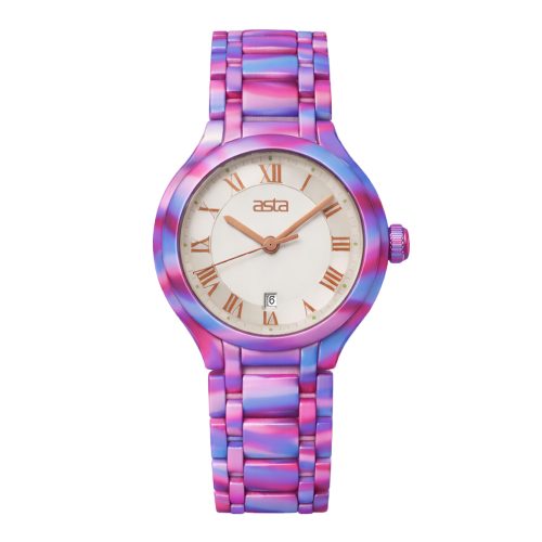 asta-Women Acetate Japan Quartz Watch Aurora Violet Drift 10701-Acetate Strap