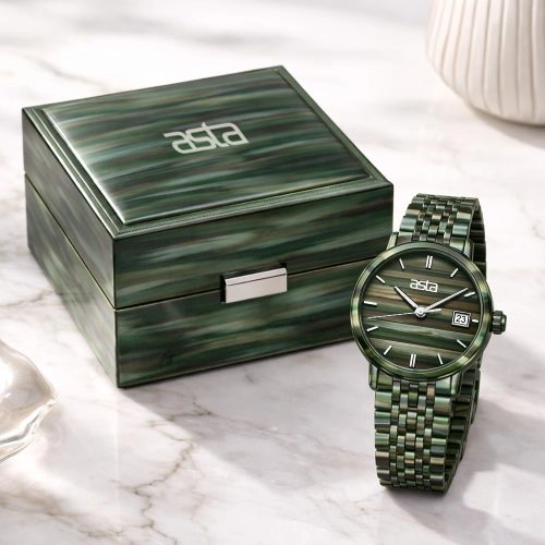 Reloj de cuarzo japonés para mujer «Moss Drift» de Asta, con correa de acetato, modelo 11201
