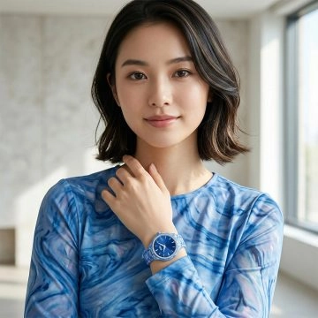asta-Women Acetate Japan Quartz Watch Aegean Phantom Swirl 11401-Acetate Strap