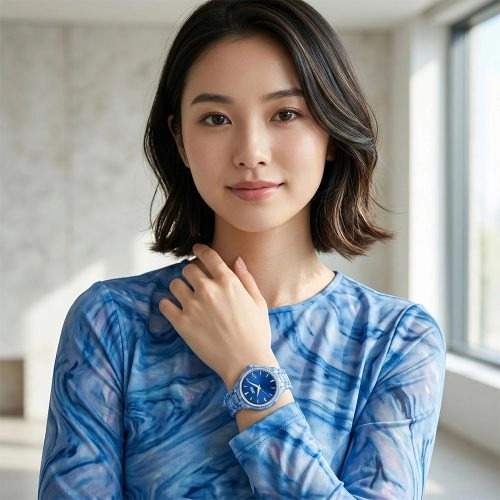 asta-Women Acetate Japan Quartz Watch Aegean Phantom Swirl 11401-Acetate Strap